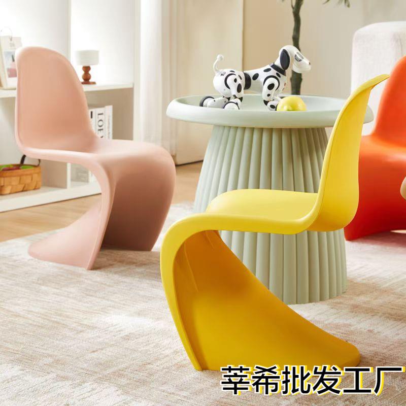 潘东椅餐椅网红塑料椅子北欧家用简约现代靠背椅化妆凳法式洽谈椅