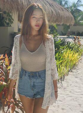 Rose sun protection clothing, lace cardigan jacket, air