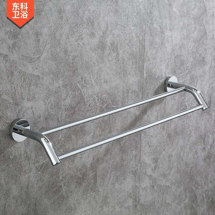 铜合金加不锈钢高标加厚电镀双杆毛巾架 亮铬 简约现代毛巾架