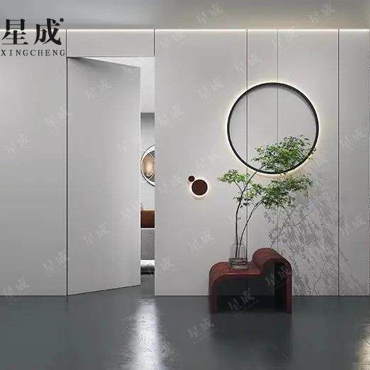 白色极简内开隐形门卧室书房环保无醛无框木门