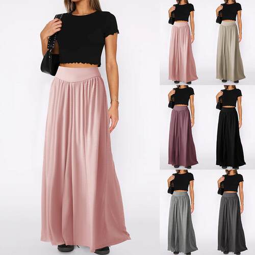 Women's Solid Color Flowy Wide Leg Pants