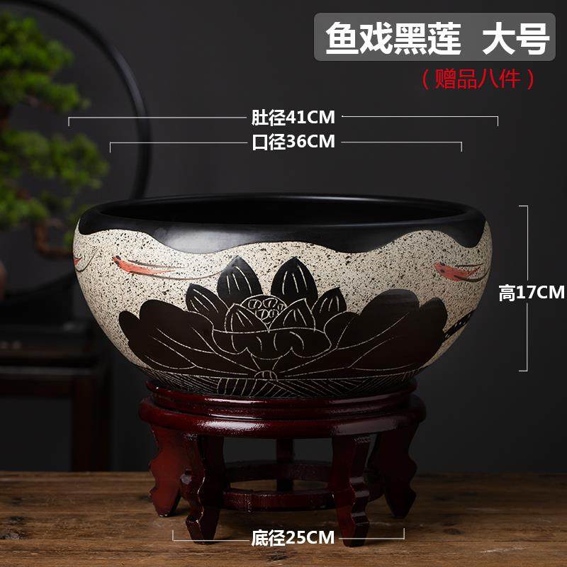 正品德镇金景鱼缸睡型莲碗莲餐花插花盆陶厅瓷缸民宿酒店装饰小乌