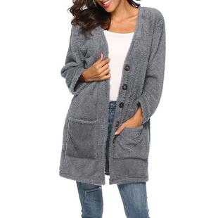 cardigan mid double for faced fleece coat warm women length