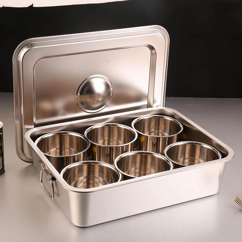 商用调料盒沙冰冰粉奶茶调味加料盒不锈钢塑料内格六合一摆摊外带