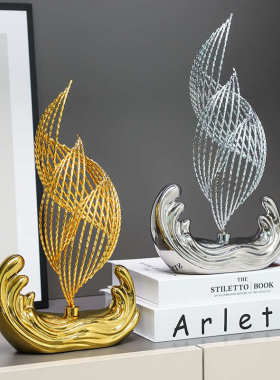 风生水起摆件现代轻奢客厅玄关酒柜创意装饰品办公室电视柜工艺品