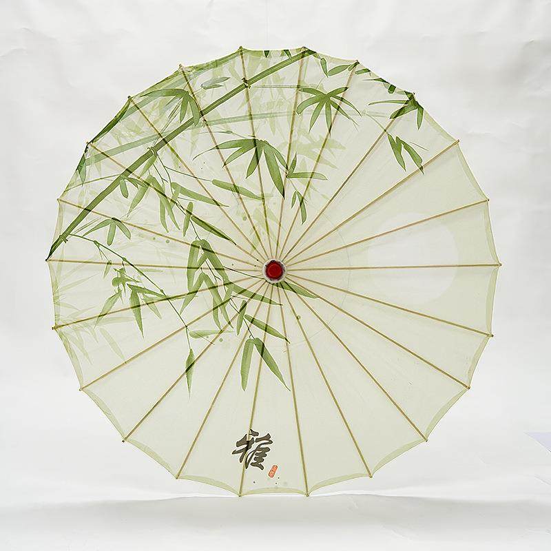 古风油纸伞绿竹荷花水墨演出复古吊顶装饰摄影古典舞蹈伞汉服道具