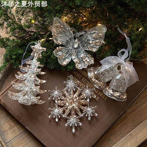 Christmas decoration sequin acrylic pendant耶诞装饰挂件