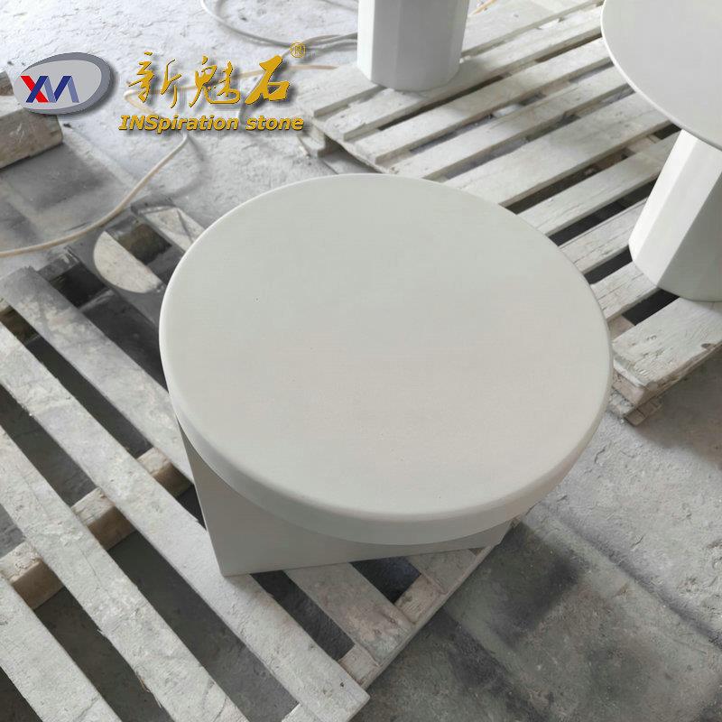 新魅石工程轻奢风微水泥小圆凳床头茶几复古简约风清水泥家具
