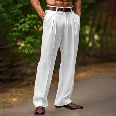Men's linen outdoor breathable straight leg pants