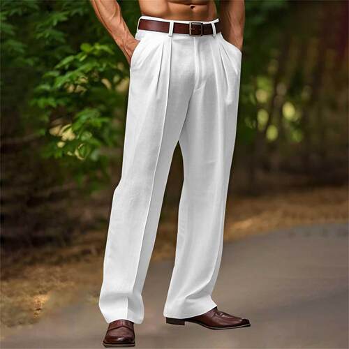 Men's linen outdoor breathable straight leg pants