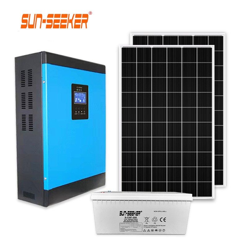 工厂直发1KW-10KW太阳能离网发电系统蓄电池多晶硅太阳能板逆变器