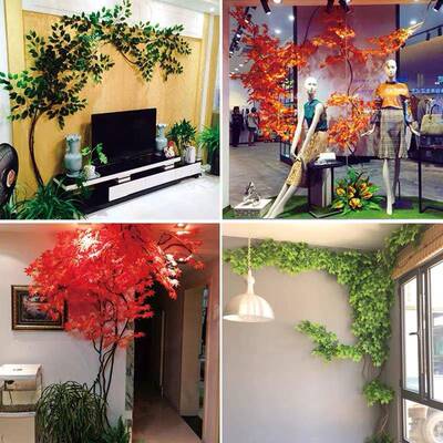 仿真植物树藤客厅墙角布景榕树叶枫叶管道美化藤条藤蔓绿植婚庆