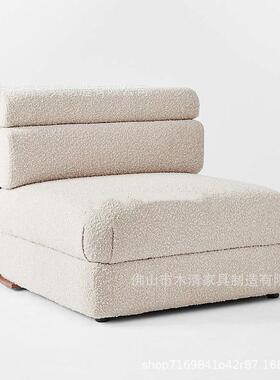 北欧现代设计师实木白蜡木网红酒店公寓白色单人沙发椅