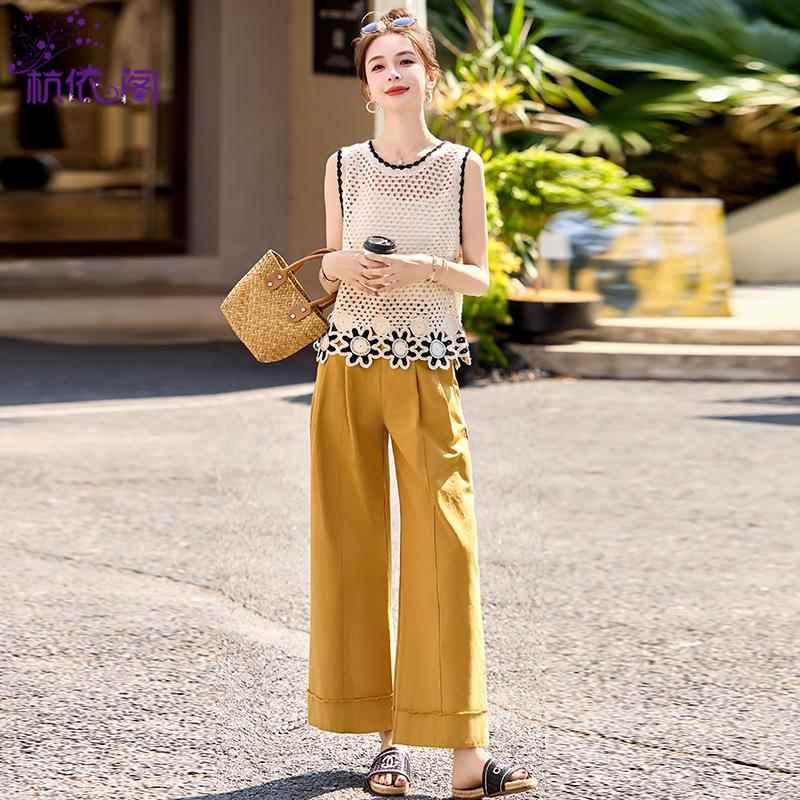 无袖背吊带裤子三心件套女夏尚季ZCAI8127新款时休闲气减龄穿搭洋