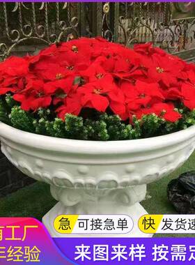 户外市政花坛简约绿化长方形玻璃钢花箱商场酒店创意落地式花盆