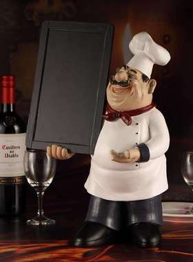 好看的摆件高端大气上档次摆件欧式厨师留言板树脂工艺品创意收银