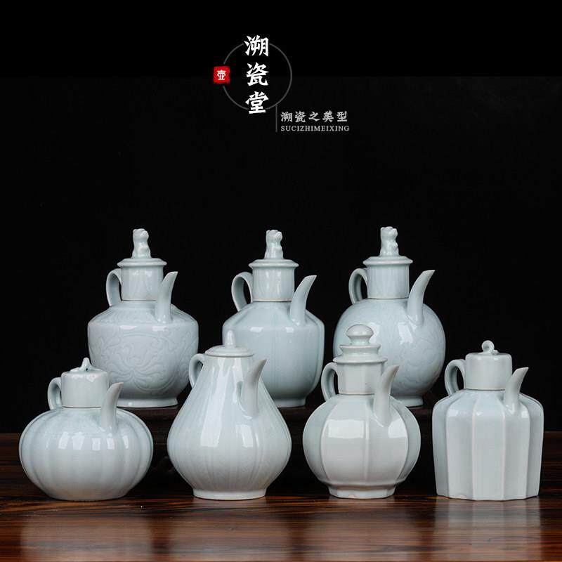 覆古款彷宋点茶小号影青手执壶汤瓶茶酒壶宋代斗茶比赛培训练习壶