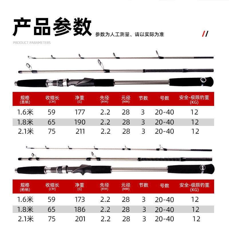碳素船竿实心超轻铁板竿近海慢摇船杆白果子便携海筏竿短节