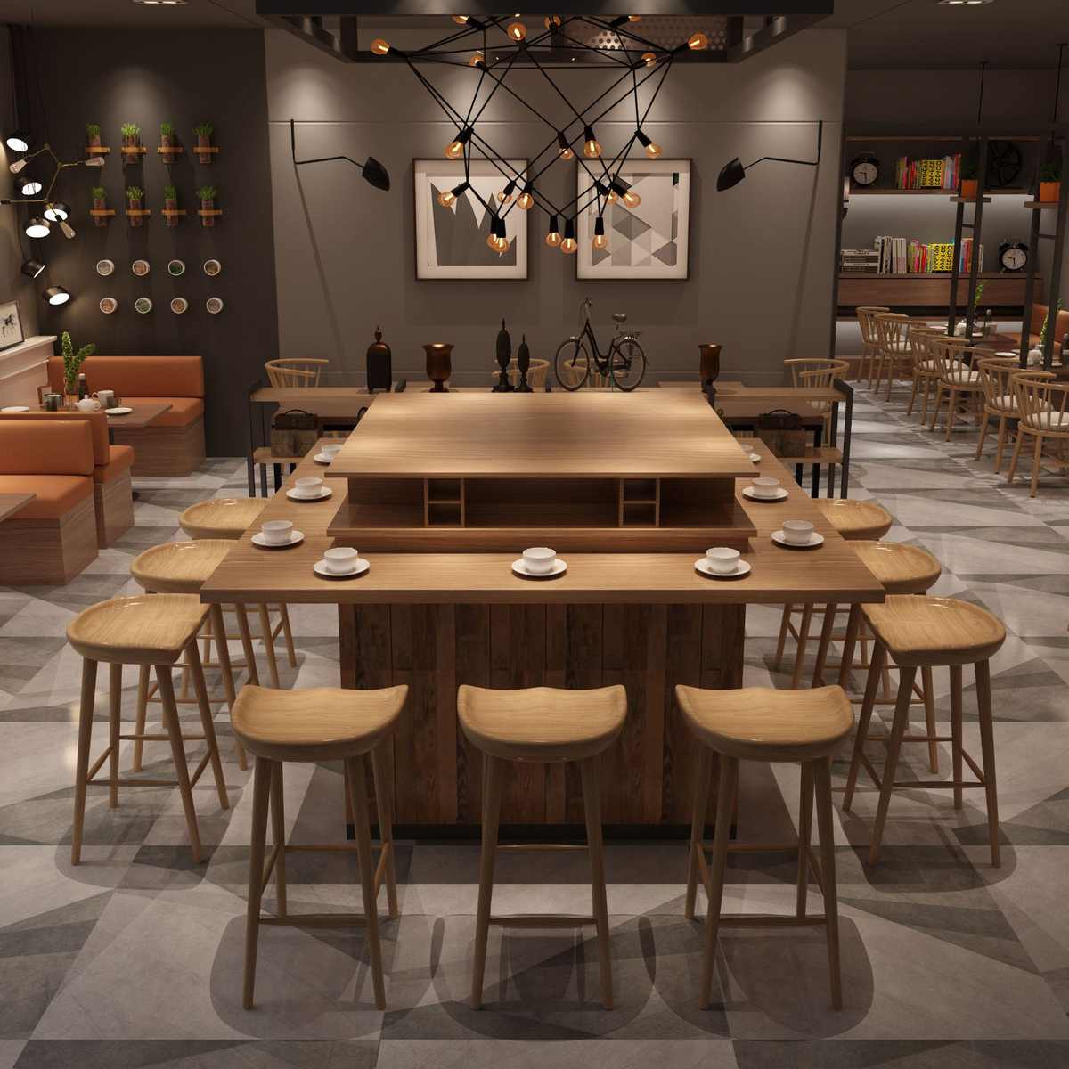 北欧实木吧台椅餐椅家用简约个性凹位餐凳吧凳创意网红卧室高脚凳