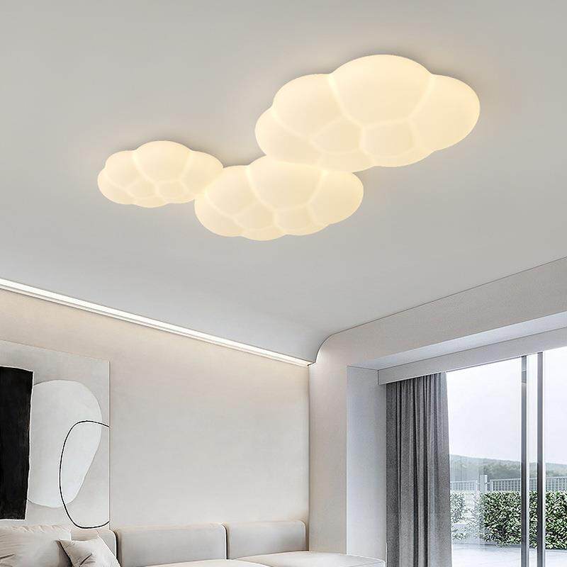 极简白色云朵吸顶灯全光谱北欧奶油风创意书房客厅灯温馨浪漫灯饰