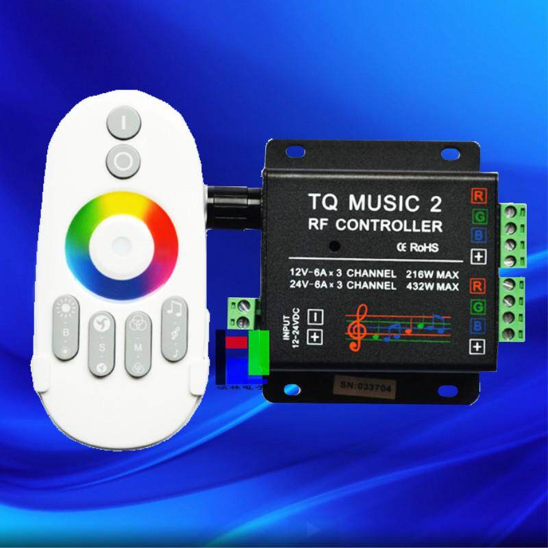 LED七彩灯带音乐控制器 RF射频触摸遥控调光器 12VRGB音频声控器