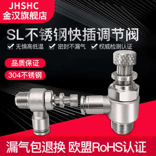 气动接头SL304不锈钢调节阀快速快接气管快插接头速插配件大全