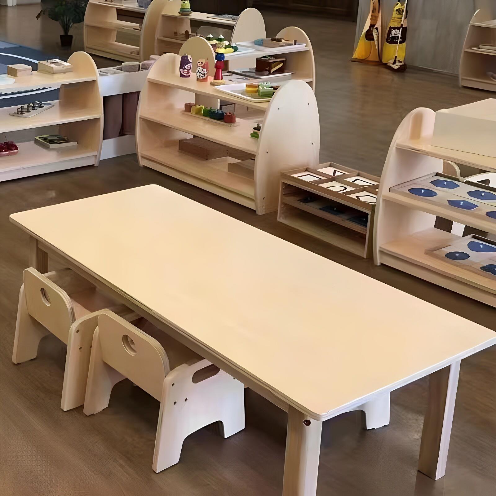 幼儿园实木长方桌托育中心木质方桌儿童早教机构托班桌椅小孩桌子