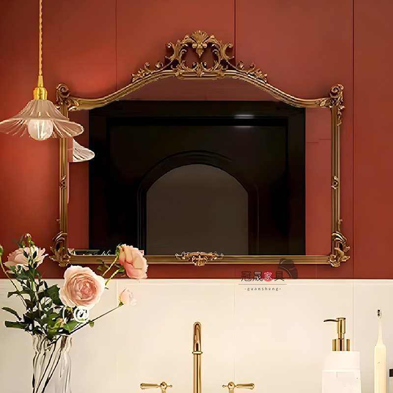 I1法式复古浴室化妆镜欧式雕花卫生间梳妆镜壁挂墙美式壁炉装饰镜,家庭/个人清洁工具,浴室镜,淘宝优惠券,粉丝福利购,淘宝优惠卷