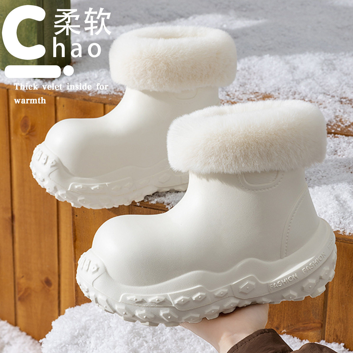 防水棉拖鞋女士冬季2025新款外穿保暖防滑加绒高帮东北雪地靴女款