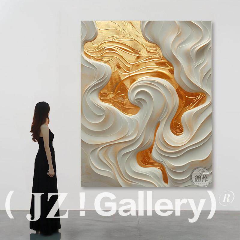 JZ《韶光》现代轻奢客厅卧室木雕装饰画别墅入户玄关手绘实物挂画