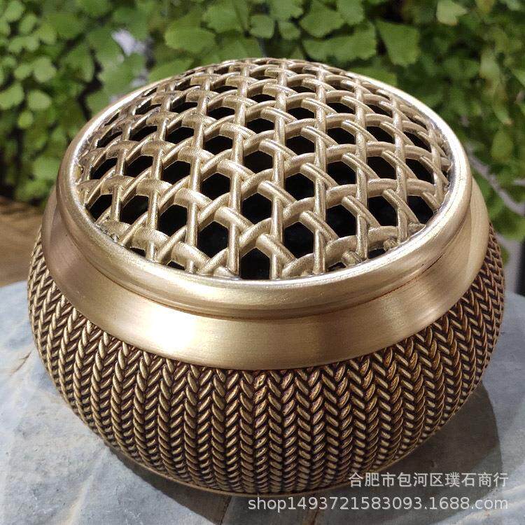 仿古色 藤编 格子平底炉 常州青果巷旅游工艺纪念品(现货)