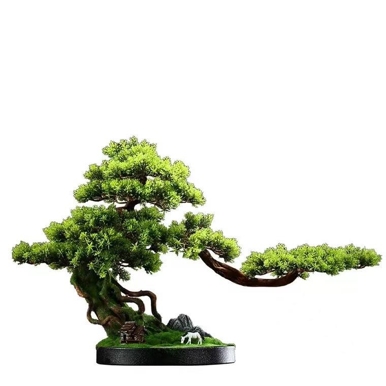 仿真招财迎客松摆件办公室盆景微景观家居玄关客厅桌面装饰摆设品