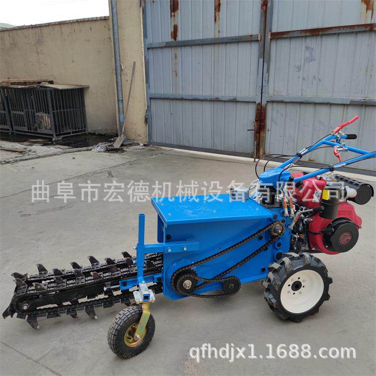 柴油自走式链条开沟机手扶式挖沟机工程下电缆埋线开槽机