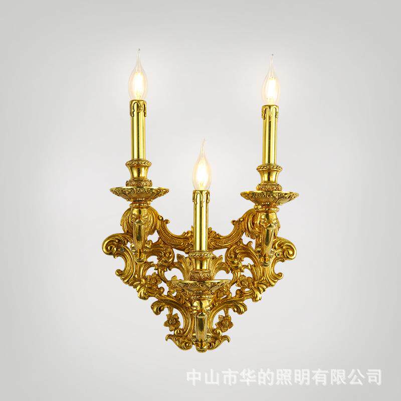 欧式美式轻奢全铜灯饰法式复古大气别墅壁灯床头卧室走廊蜡烛灯具