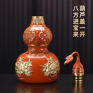 富贵吉祥铜制葫芦摆件开盖真品空心家居室内玄关装饰品工艺品摆件