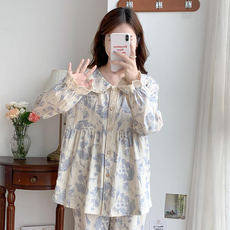 月子服纯6月7月棉孕妇睡衣春夏薄款产后怀孕期产妇哺乳家居服套装