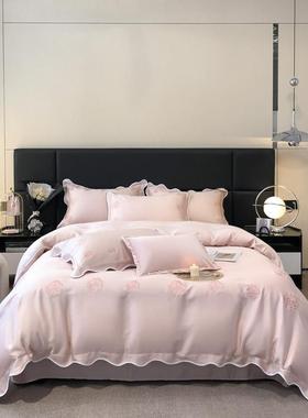 夏季40支公主风天LQF丝四1件套滑裸睡冰丝床被套真丝床丝上单用