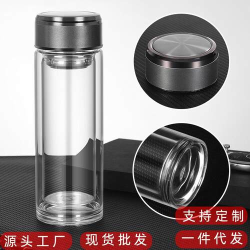 厂家杯品伴手礼sy033印字茶杯便携子男耐热广告礼杯玻透明水杯璃
