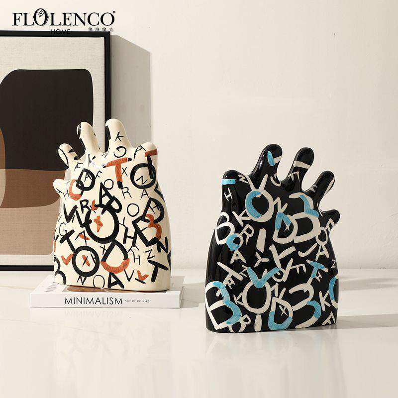 北欧现代创意手绘字母手掌摆件样板间客厅儿童房桌面趣味家居饰品