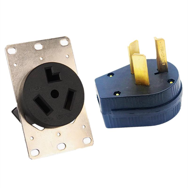 UL认证直式美规插头NEMA10-30R三脚30A发电机干燥机工业插头插座