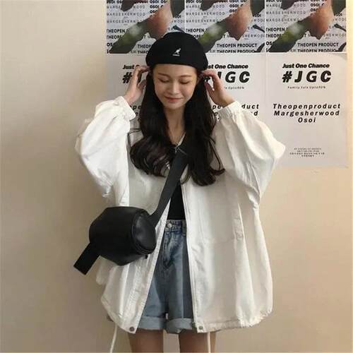 极速白色外套棒球服女春秋2026年新款宽松韩版学生原宿bf风长袖上