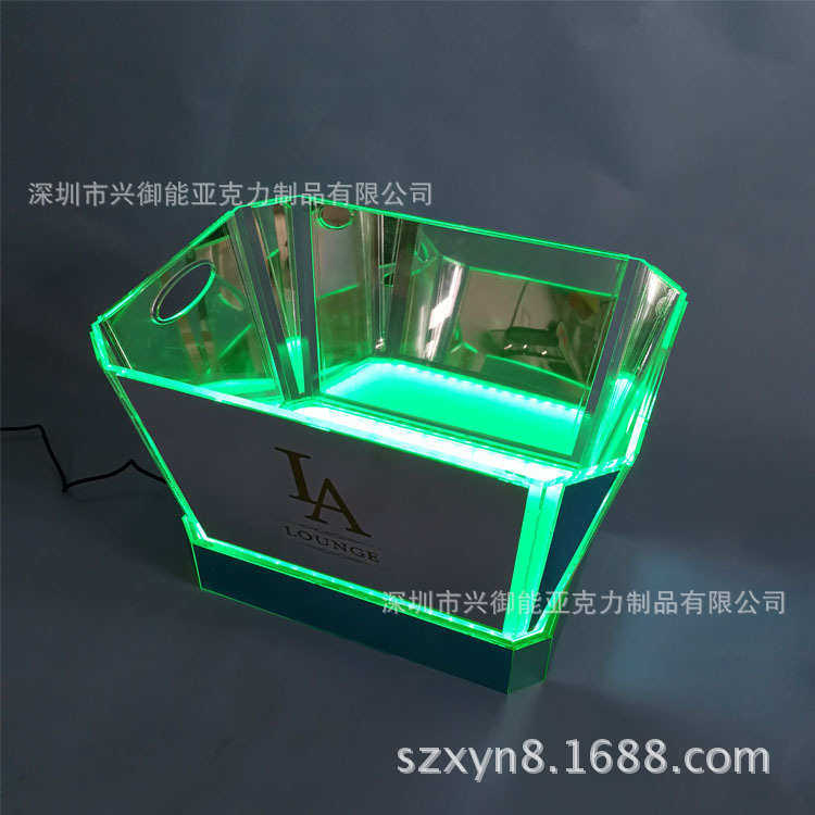 亚克力LED七彩亚克力发光冰桶，亚克力有机玻璃发光定制冰桶