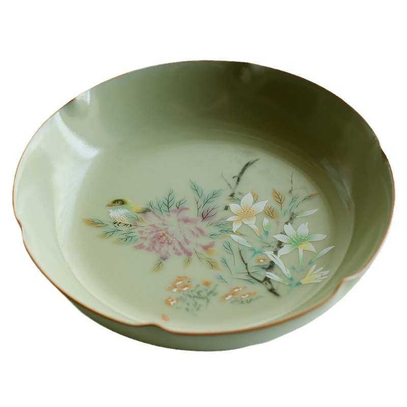 且来秘黄汝窑葵口壶承壶托碗托家用陶瓷点心碟功夫茶具果碟干泡盘,餐饮具,茶具礼盒,淘宝优惠券,粉丝福利购,淘宝优惠卷