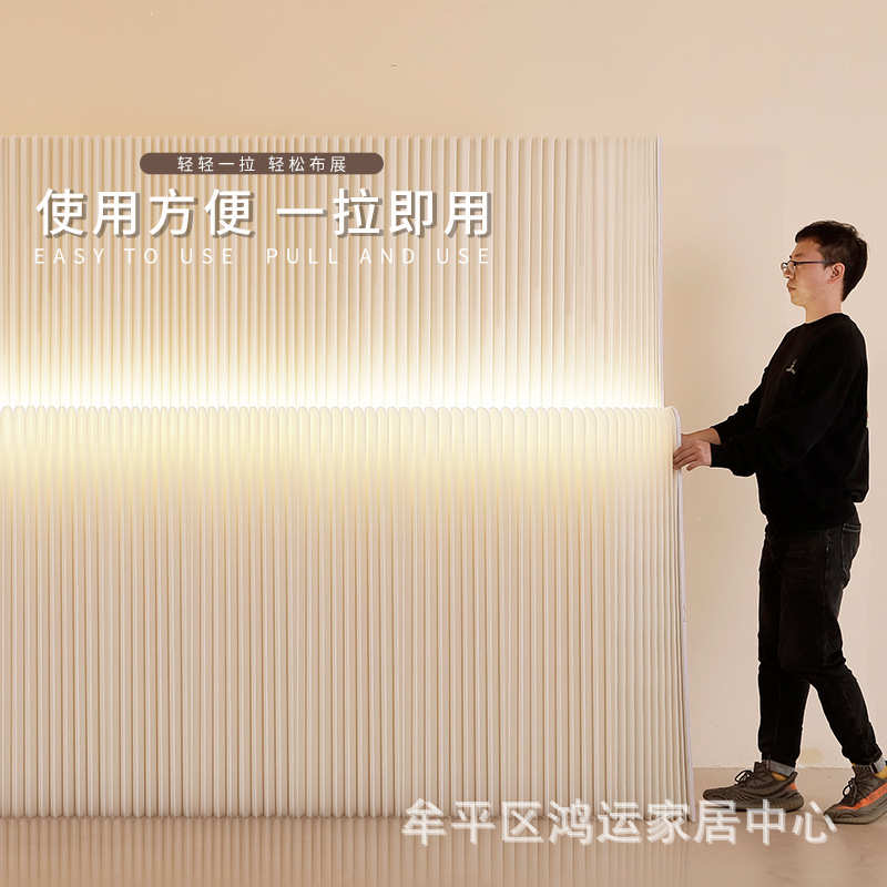 墙免自展会分隔隔断办公室屏风氛围灯隔断折叠装隔墙墙款安装假纸