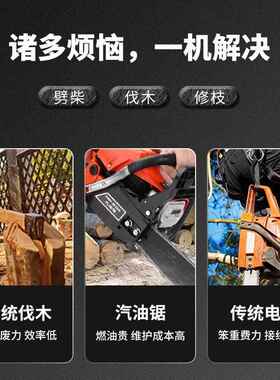 链锯家用迷你小OBX型手持锯锂锯小型锯柴电手户外电持链锯砍树4寸