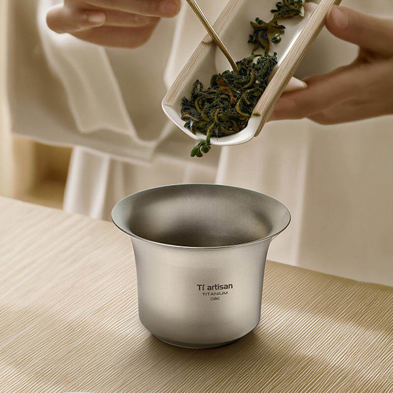 态工匠纯钛盖碗单个Ta9033茶双层钛茶杯茶功子夫茶具二才碗带盖家