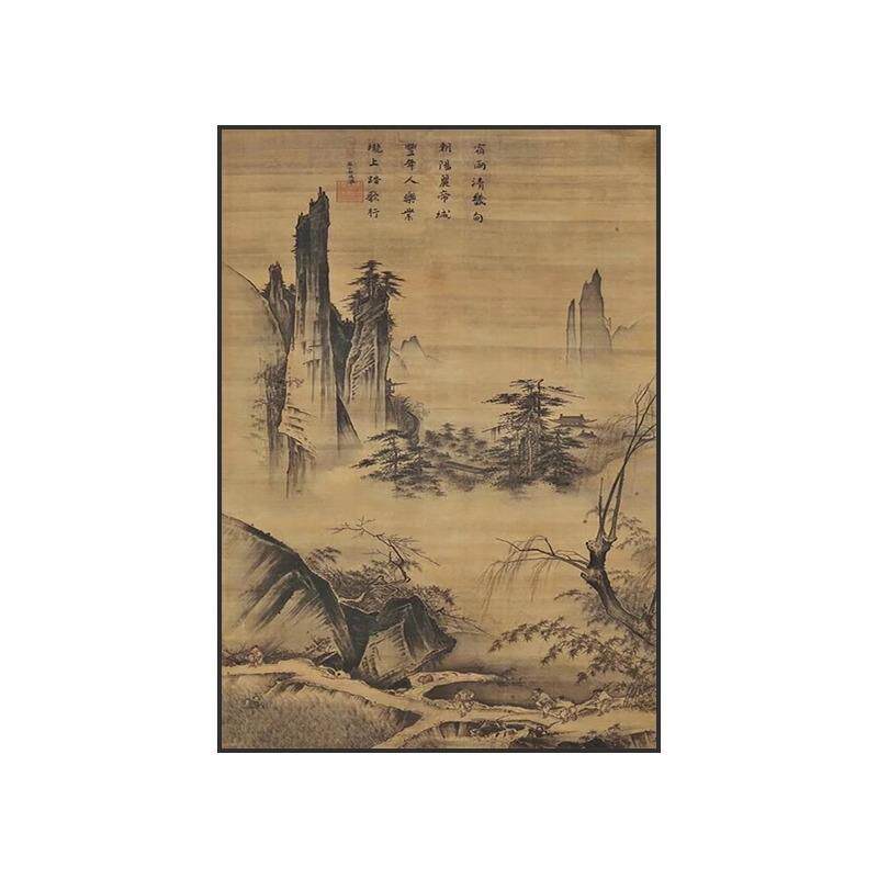 宋代美学风景禅意装饰古画客厅玄关茶室走廊挂画新中式踏歌行竖版