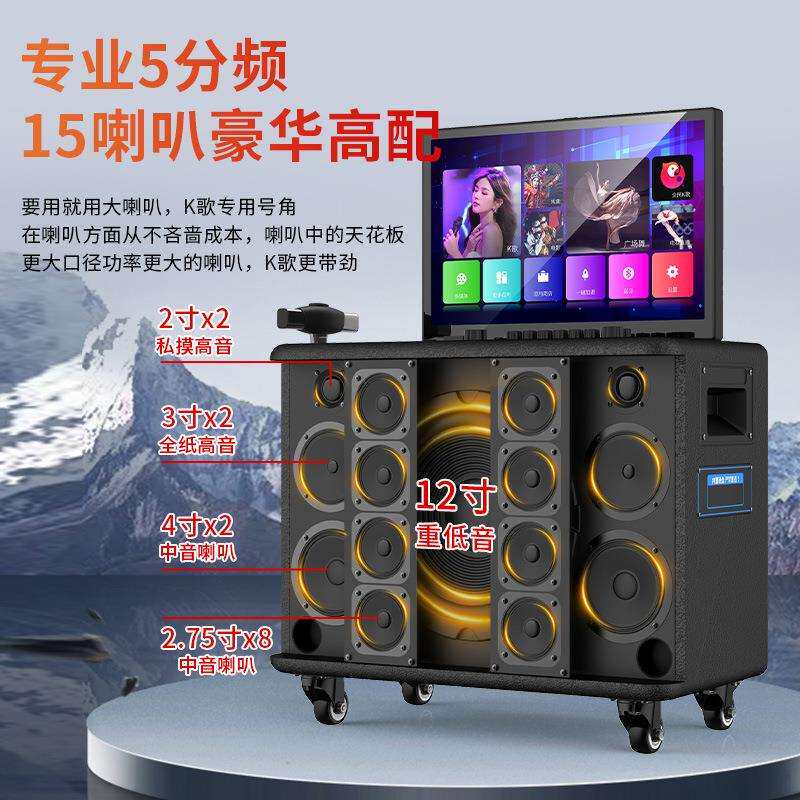 卡拉OK音响一体机户外广场跳舞家用直播K歌高音质移动KTV点歌大屏
