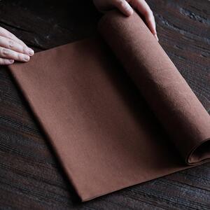 A5L柿子染茶席布 手工织布 茶席桌旗 茶垫茶布茶旗 手缝茶席 柿染