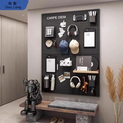 洞洞板置物架墙面挂板玄关入户装饰黑色工具墙上收纳之鬤冡